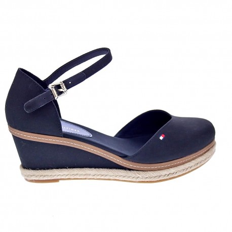 Sandalias Tommy Hilfiger zapatos Mujer modelo Toe Mid Wedge Negro 