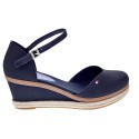 Sandalias Tommy Hilfiger zapatos Mujer modelo Toe Mid Wedge Negro 
