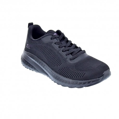 Zapatillas Skechers zapatos Mujer modelo Bobs Squad Negro Cordón