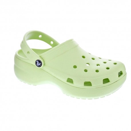 Zuecos Crocs zapatos Mujer modelo Classic Plarform Verde 