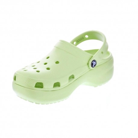 Zuecos Crocs zapatos Mujer modelo Classic Plarform Verde 