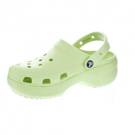 Zuecos Crocs zapatos Mujer modelo Classic Plarform Verde 