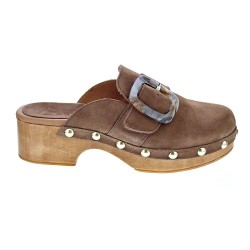 Zuecos Claudia zapatos Mujer modelo Burgundy Vison Marrón  2