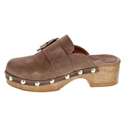 Zuecos Claudia zapatos Mujer modelo Burgundy Vison Marrón 