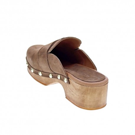 Zuecos Claudia zapatos Mujer modelo Burgundy Vison Marrón 