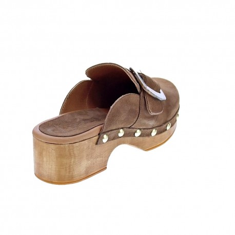 Zuecos Claudia zapatos Mujer modelo Burgundy Vison Marrón 