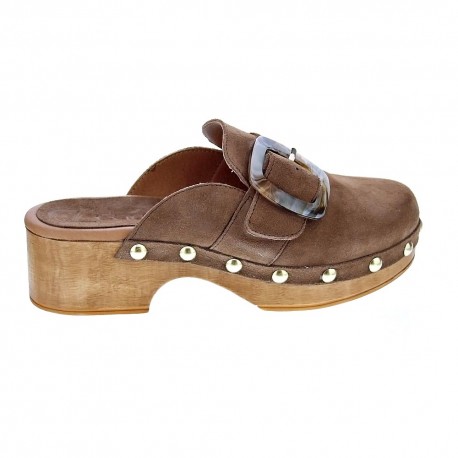 Zuecos Claudia zapatos Mujer modelo Burgundy Vison Marrón 