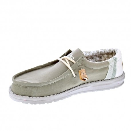 Mocasines Hey Dude zapatos Hombre modelo Wally Linen Gris 