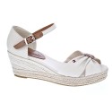 Sandalias Tommy Hilfiger zapatos Mujer modelo Toe Mid Wedge Beige 