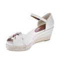 Sandalias Tommy Hilfiger zapatos Mujer modelo Toe Mid Wedge Beige 