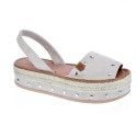 Abarcas menorquinas Popa zapatos Mujer modelo Rosario Tachas Beige 