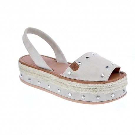 Abarcas menorquinas Popa zapatos Mujer modelo Rosario Tachas Beige 