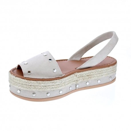 Abarcas menorquinas Popa zapatos Mujer modelo Rosario Tachas Beige 