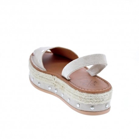 Abarcas menorquinas Popa zapatos Mujer modelo Rosario Tachas Beige 