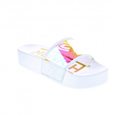 Chanclas Munich zapatos Mujer modelo Platform Iridescent Blanco 
