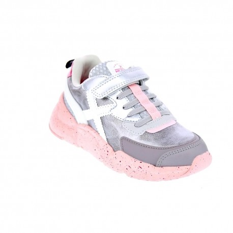 Zapatillas Munich Mini Track Plata-Rosa