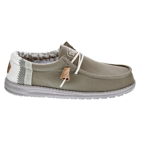 Mocasines Hey Dude zapatos Hombre modelo Wally Linen Natural Verde Elástico