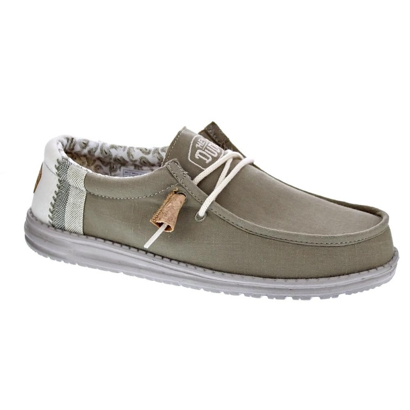 Mocasines Hey Dude zapatos Hombre modelo Wally Linen Natural Verde Elástico