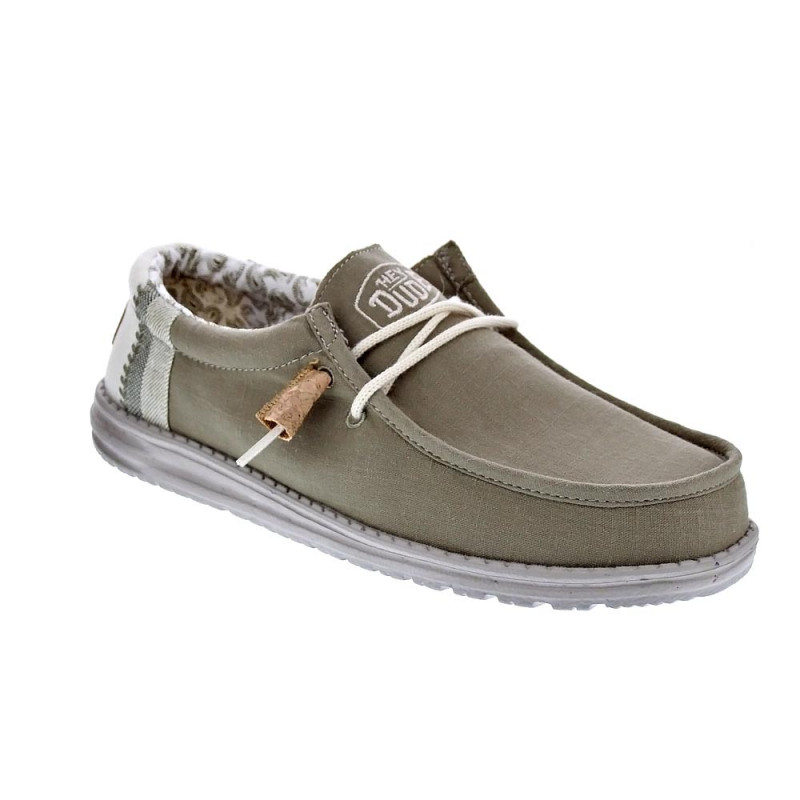 Mocasines Hey Dude zapatos Hombre modelo Wally Linen Natural Verde Elástico