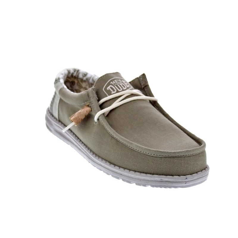 Mocasines Hey Dude zapatos Hombre modelo Wally Linen Natural Verde Elástico