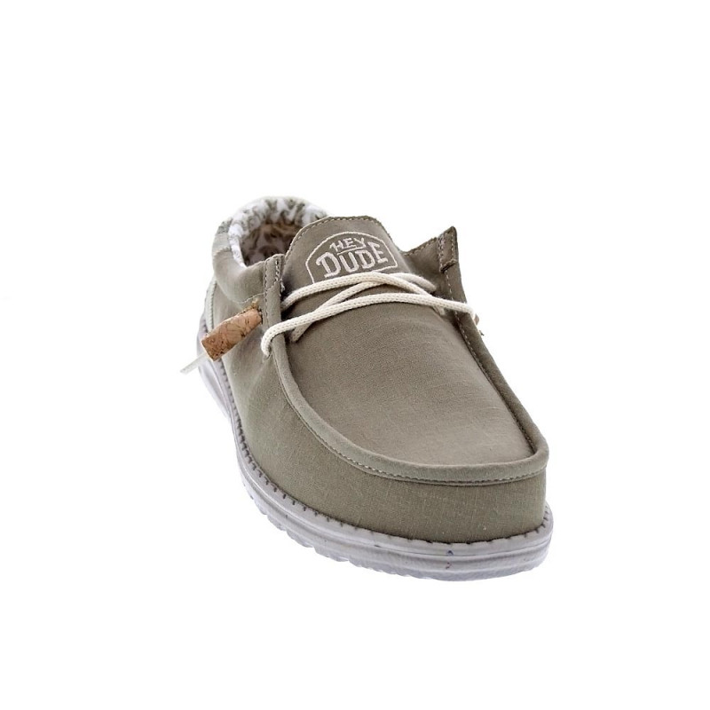 Mocasines Hey Dude zapatos Hombre modelo Wally Linen Natural Verde Elástico