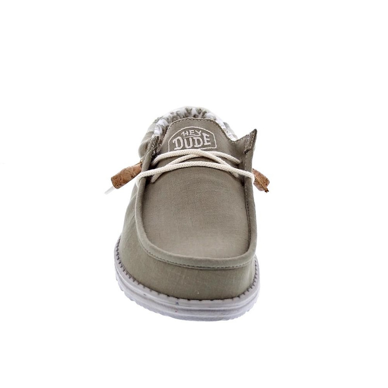 Mocasines Hey Dude zapatos Hombre modelo Wally Linen Natural Verde Elástico