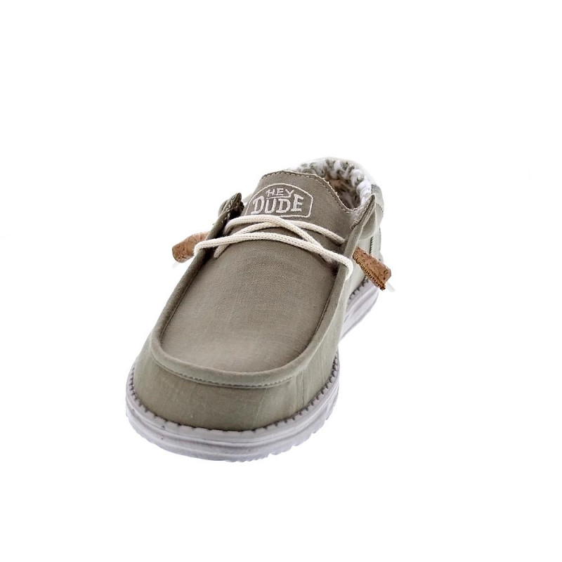 Mocasines Hey Dude zapatos Hombre modelo Wally Linen Natural Verde Elástico