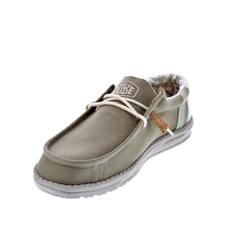 Mocasines Hey Dude zapatos Hombre modelo Wally Linen Natural Verde Elástico