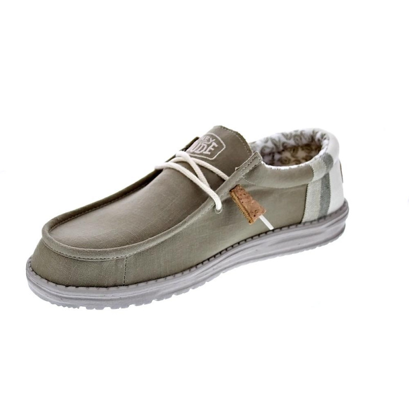 Mocasines Hey Dude zapatos Hombre modelo Wally Linen Natural Verde Elástico