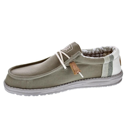 Mocasines Hey Dude zapatos Hombre modelo Wally Linen Natural Verde Elástico