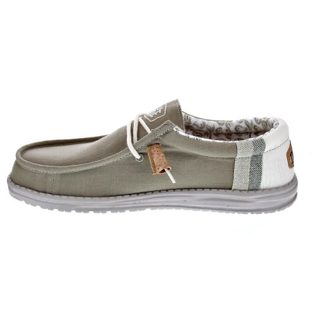 Mocasines Hey Dude zapatos Hombre modelo Wally Linen Natural Verde Elástico