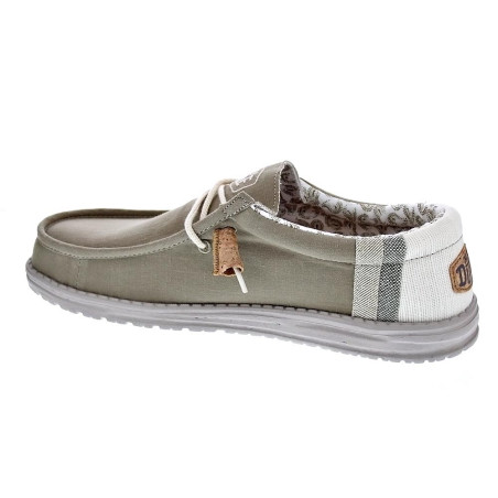 Mocasines Hey Dude zapatos Hombre modelo Wally Linen Natural Verde Elástico