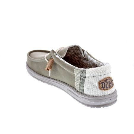 Mocasines Hey Dude zapatos Hombre modelo Wally Linen Natural Verde Elástico