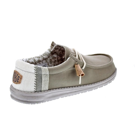 Mocasines Hey Dude zapatos Hombre modelo Wally Linen Natural Verde Elástico