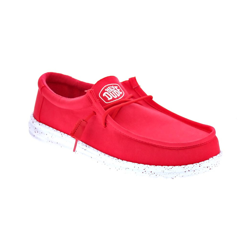 Mocasines Hey Dude zapatos Hombre modelo Wally Slub Rojo 