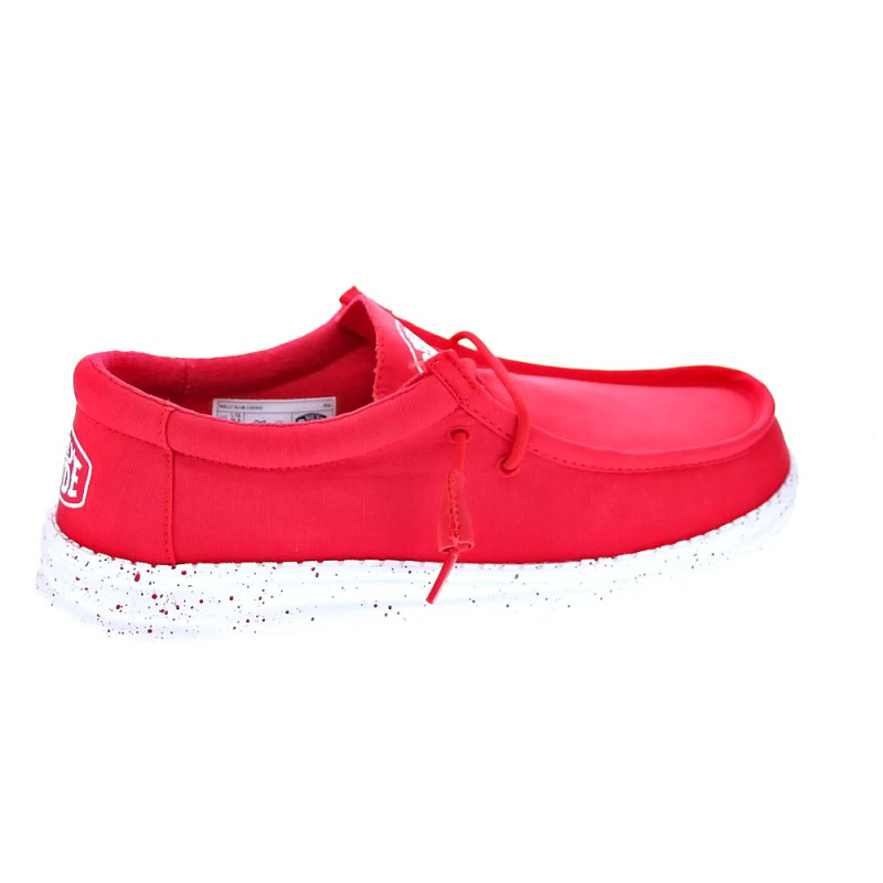 Mocasines Hey Dude zapatos Hombre modelo Wally Slub Rojo 