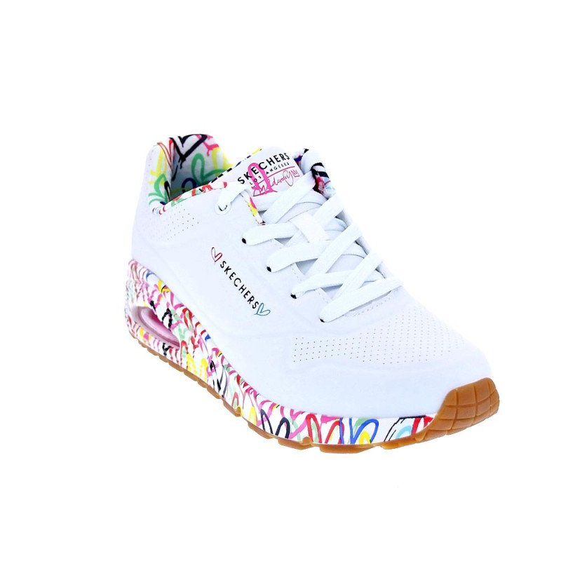 Zapatillas Skechers zapatos Mujer modelo Uno Loving Blanco Cordón