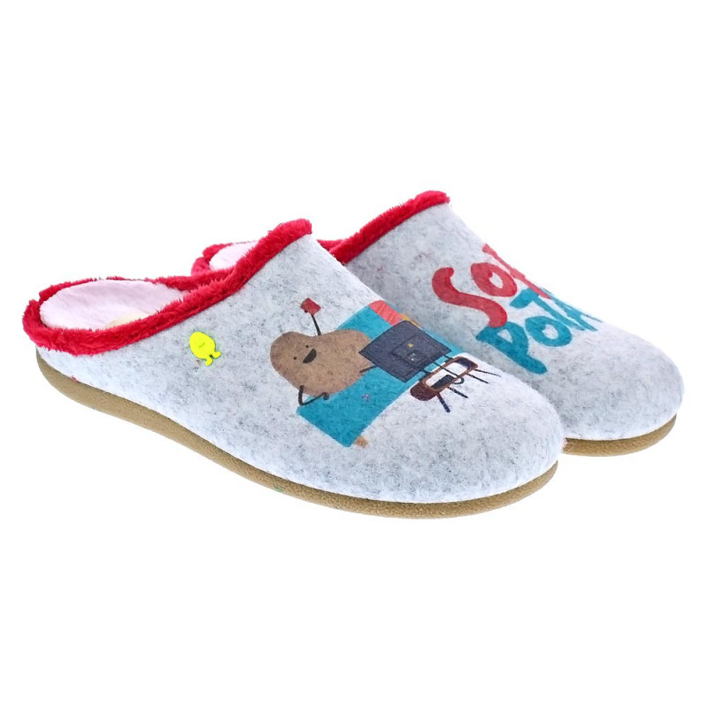 Pantuflas Potatoes zapatos Mujer modelo Ruthen Gris 