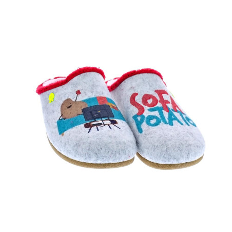 Pantuflas Potatoes zapatos Mujer modelo Ruthen Gris 