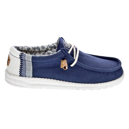 Mocasines Hey Dude zapatos Hombre modelo Wally Linen Natural Azul Elástico