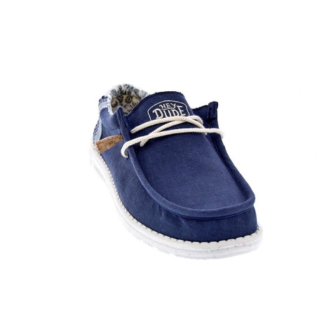 Mocasines Hey Dude zapatos Hombre modelo Wally Linen Natural Azul Elástico