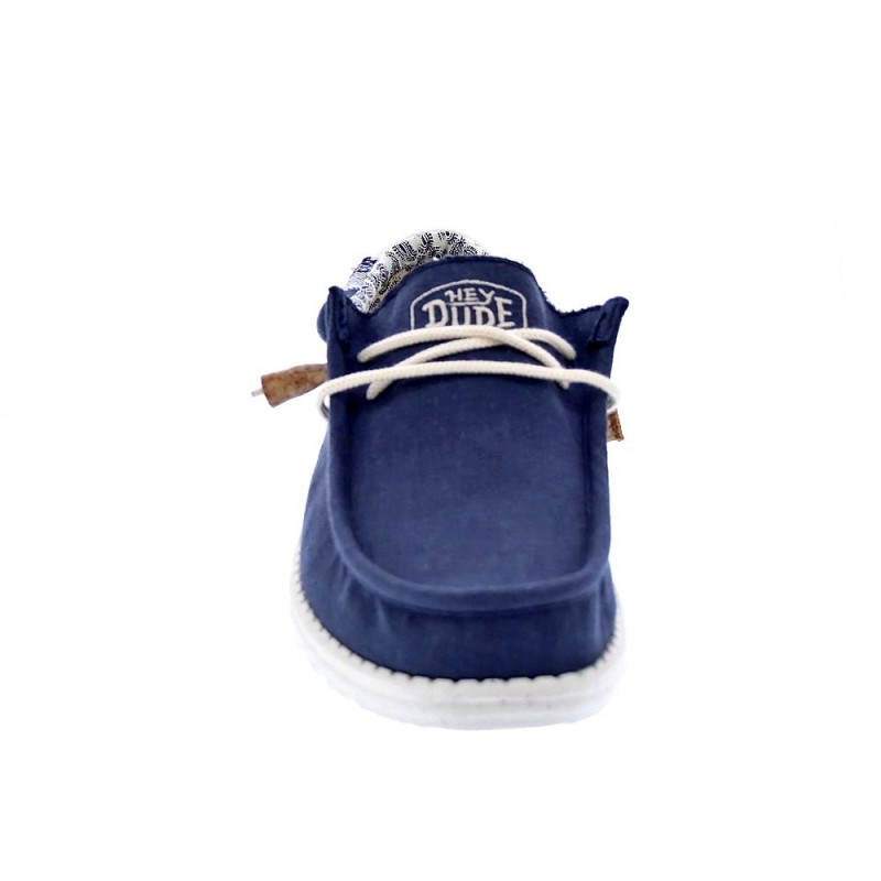 Mocasines Hey Dude zapatos Hombre modelo Wally Linen Natural Azul Elástico