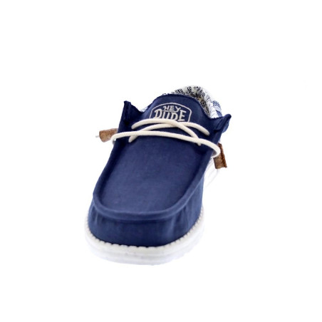 Mocasines Hey Dude zapatos Hombre modelo Wally Linen Natural Azul Elástico