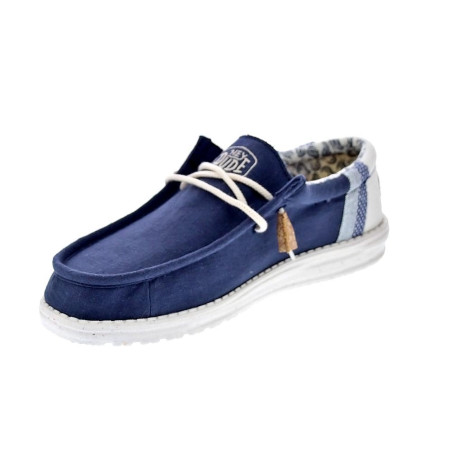 Mocasines Hey Dude zapatos Hombre modelo Wally Linen Natural Azul Elástico