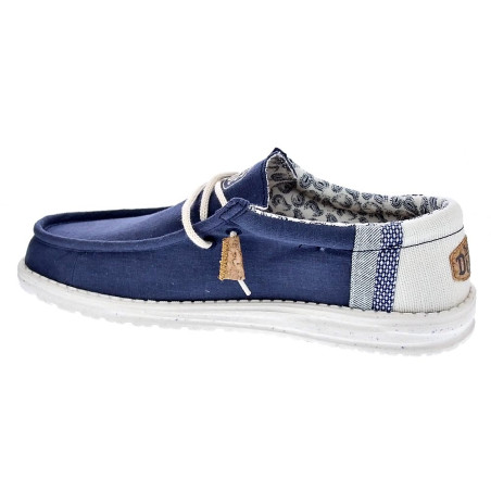Mocasines Hey Dude zapatos Hombre modelo Wally Linen Natural Azul Elástico