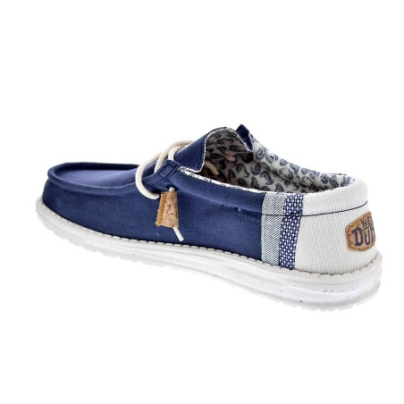 Mocasines Hey Dude zapatos Hombre modelo Wally Linen Natural Azul Elástico