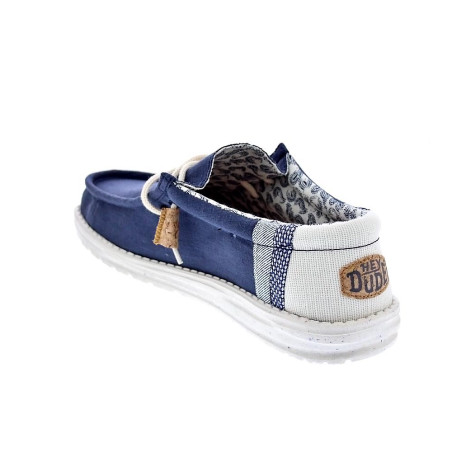 Mocasines Hey Dude zapatos Hombre modelo Wally Linen Natural Azul Elástico