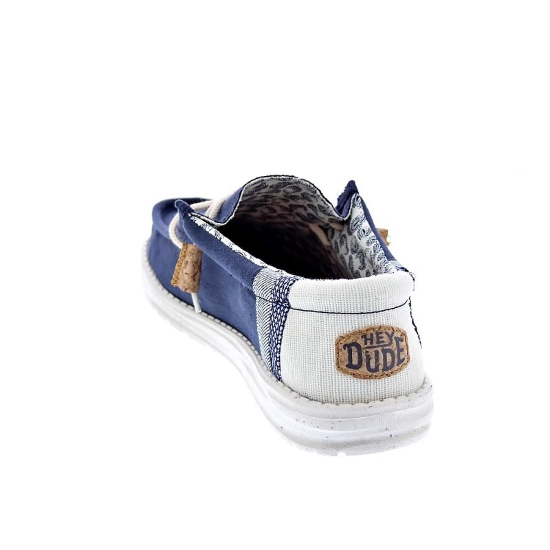 Mocasines Hey Dude zapatos Hombre modelo Wally Linen Natural Azul Elástico