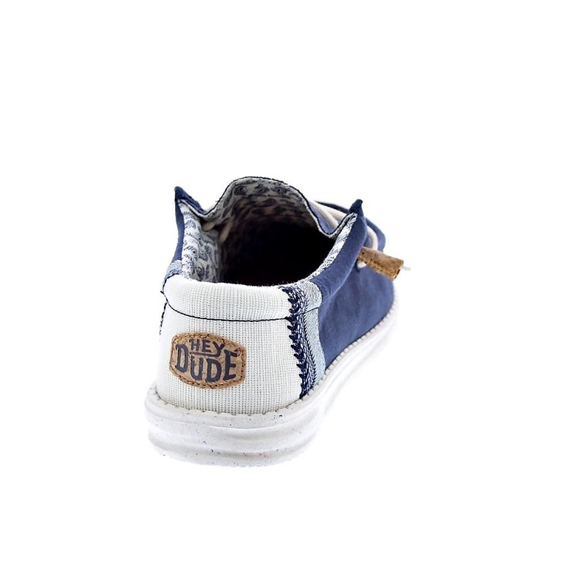 Mocasines Hey Dude zapatos Hombre modelo Wally Linen Natural Azul Elástico