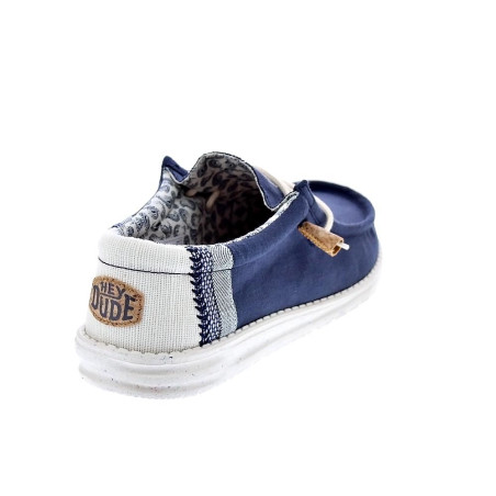 Mocasines Hey Dude zapatos Hombre modelo Wally Linen Natural Azul Elástico